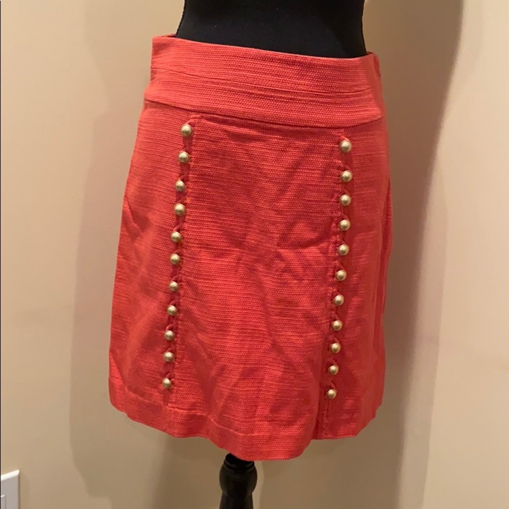 Anthropologie Tweed Skirt w/ Brass Buttons size 2